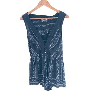 UO Ecote Romper Boho Blue Size Small